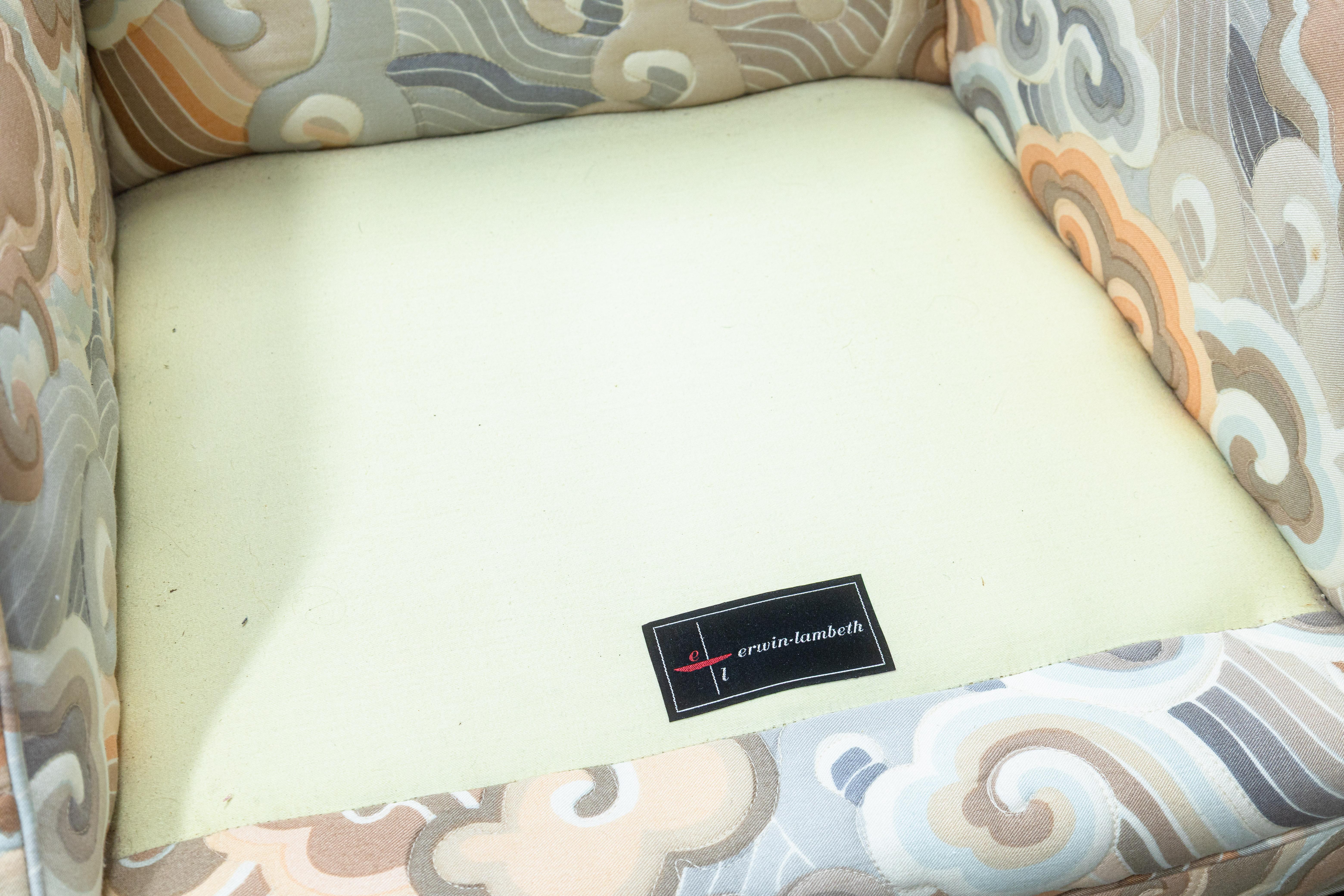 20th Century Vintage Mid Century Modern Erwin Lambeth Lounging Armchair and Ottoman For Sale