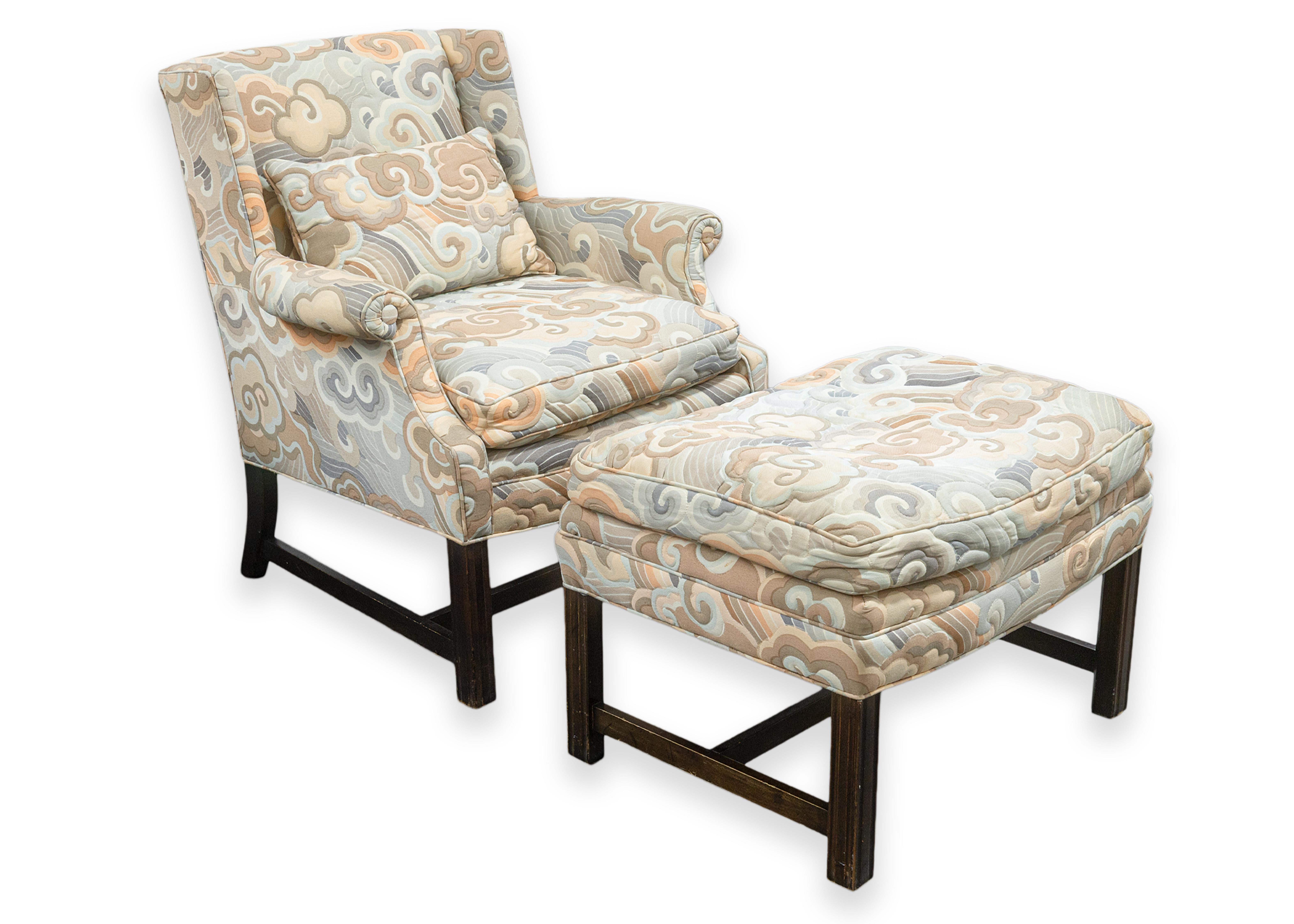 Vintage Mid Century Modern Erwin Lambeth Lounging Armchair and Ottoman For Sale 2