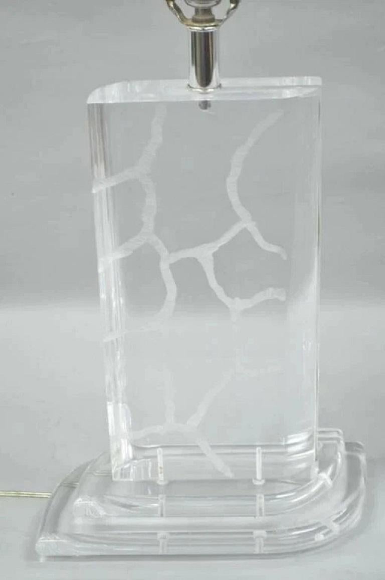Mid-Century Modern Vintage Mid Century Modern Etched Lucite Sculptural Table Lamps by Van Teal Pair For Sale