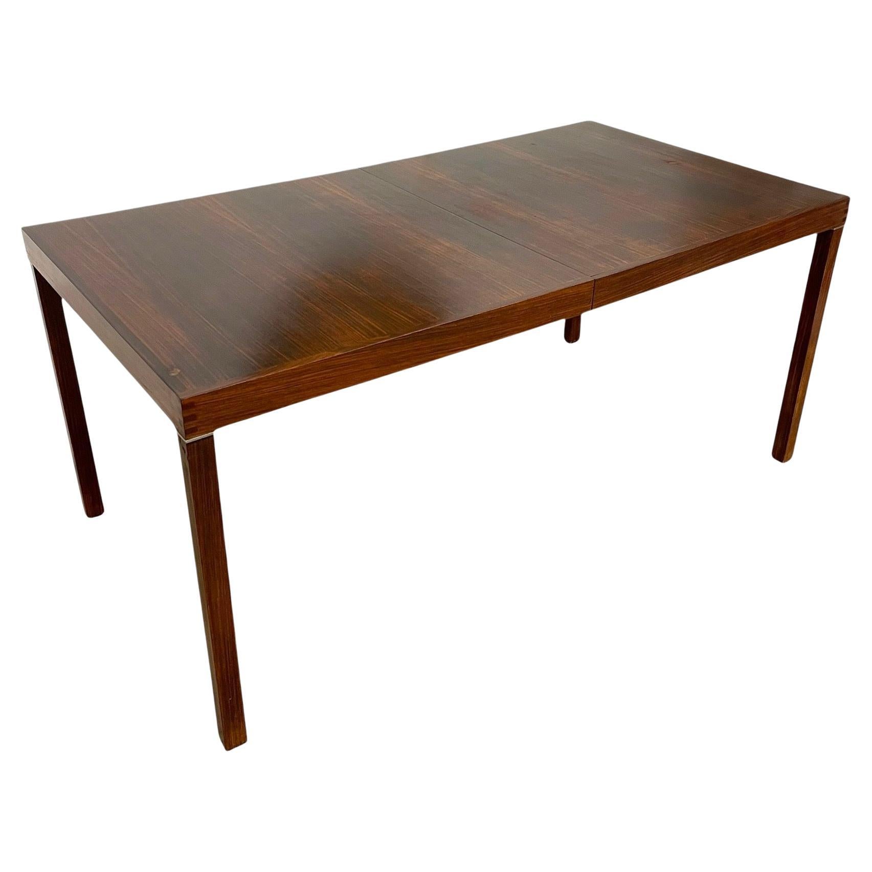 Vintage Mid-Century Modern Extendable Dining Table with Removable Stored Leaf.