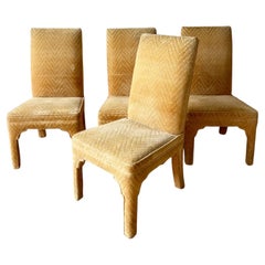 Vintage Mid-Century Modern Fabric Parsons Dining Chairs, Set of 4