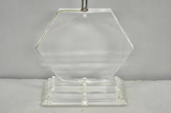 Vintage Mid Century Modern Lámpara de mesa de lucita transparente diamante hexagonal facetado