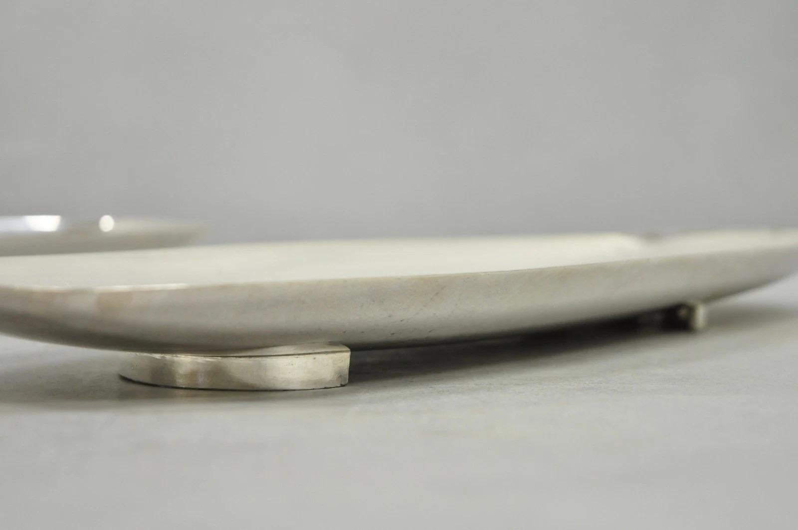 Mid-Century Modern Vintage Mid Century Modern FB Rogers 529 Silver Plated Narrow Trinket Dish Pair For Sale