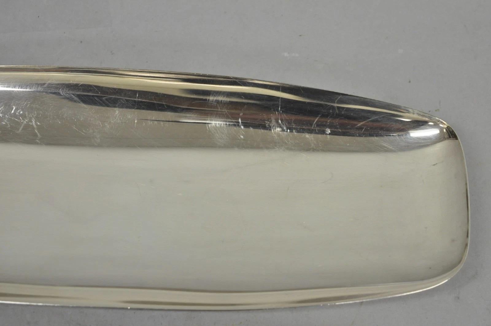 Vintage Mid Century Modern FB Rogers 529 Silver Plated Narrow Trinket Dish Pair For Sale 2