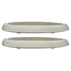 Vintage Mid Century Modern FB Rogers 529 Silver Plated Narrow Trinket Dish Pair