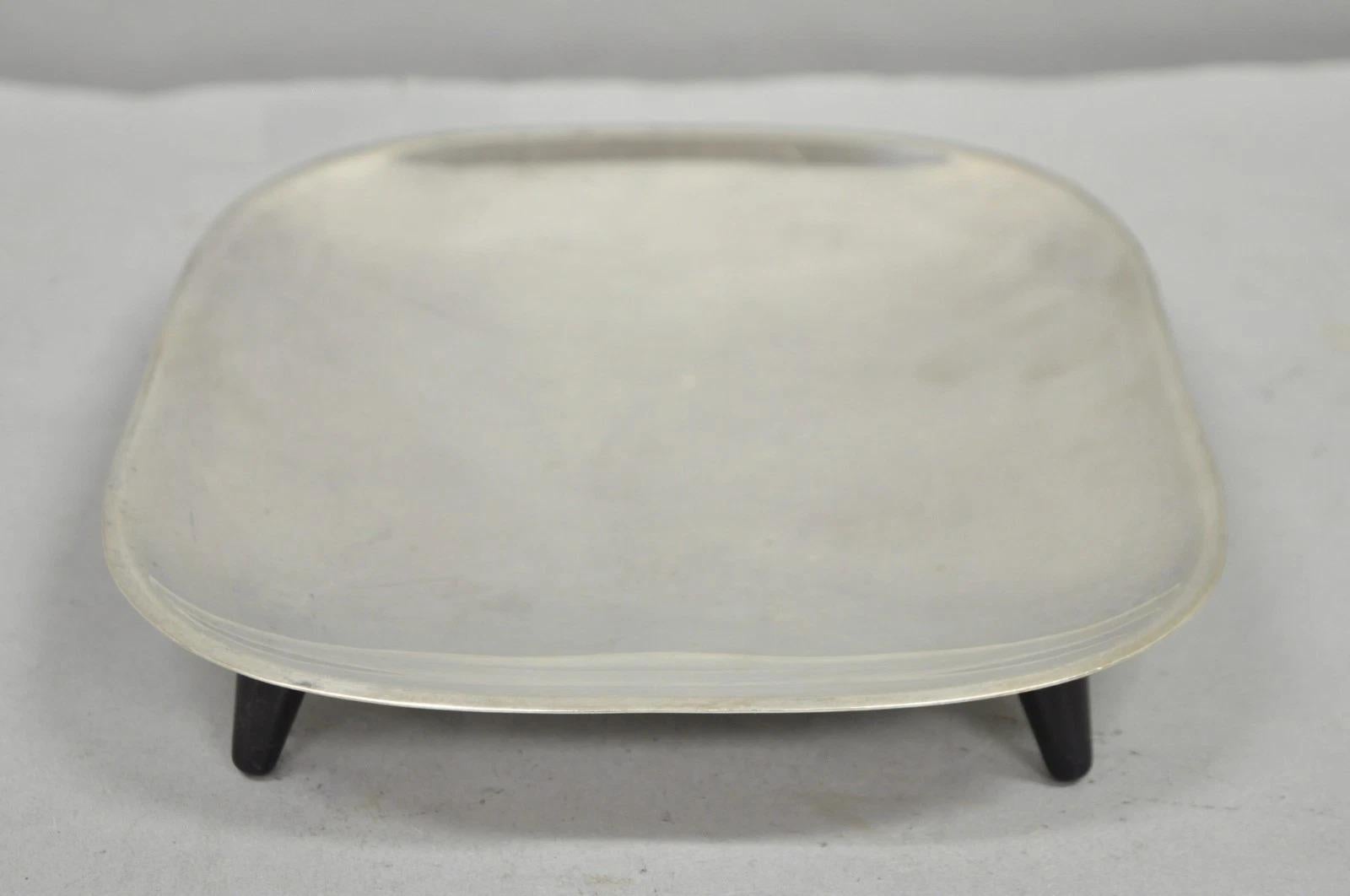 Vintage Mid Century Modern FB Rogers 5812 Silver Plated Footed Trinket Dish For Sale 4