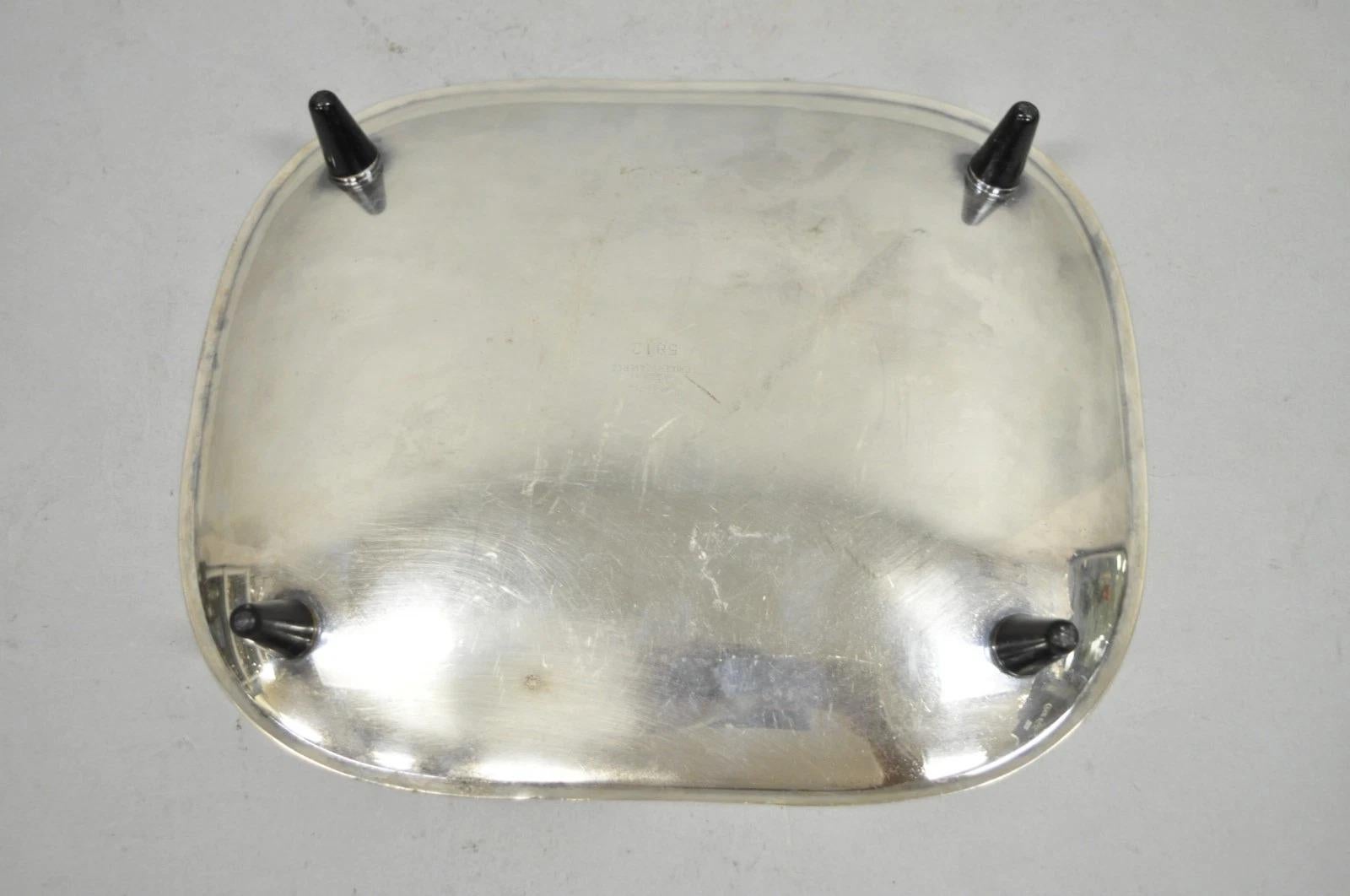 Vintage Mid Century Modern FB Rogers 5812 Silver Plated Footed Trinket Dish For Sale 2