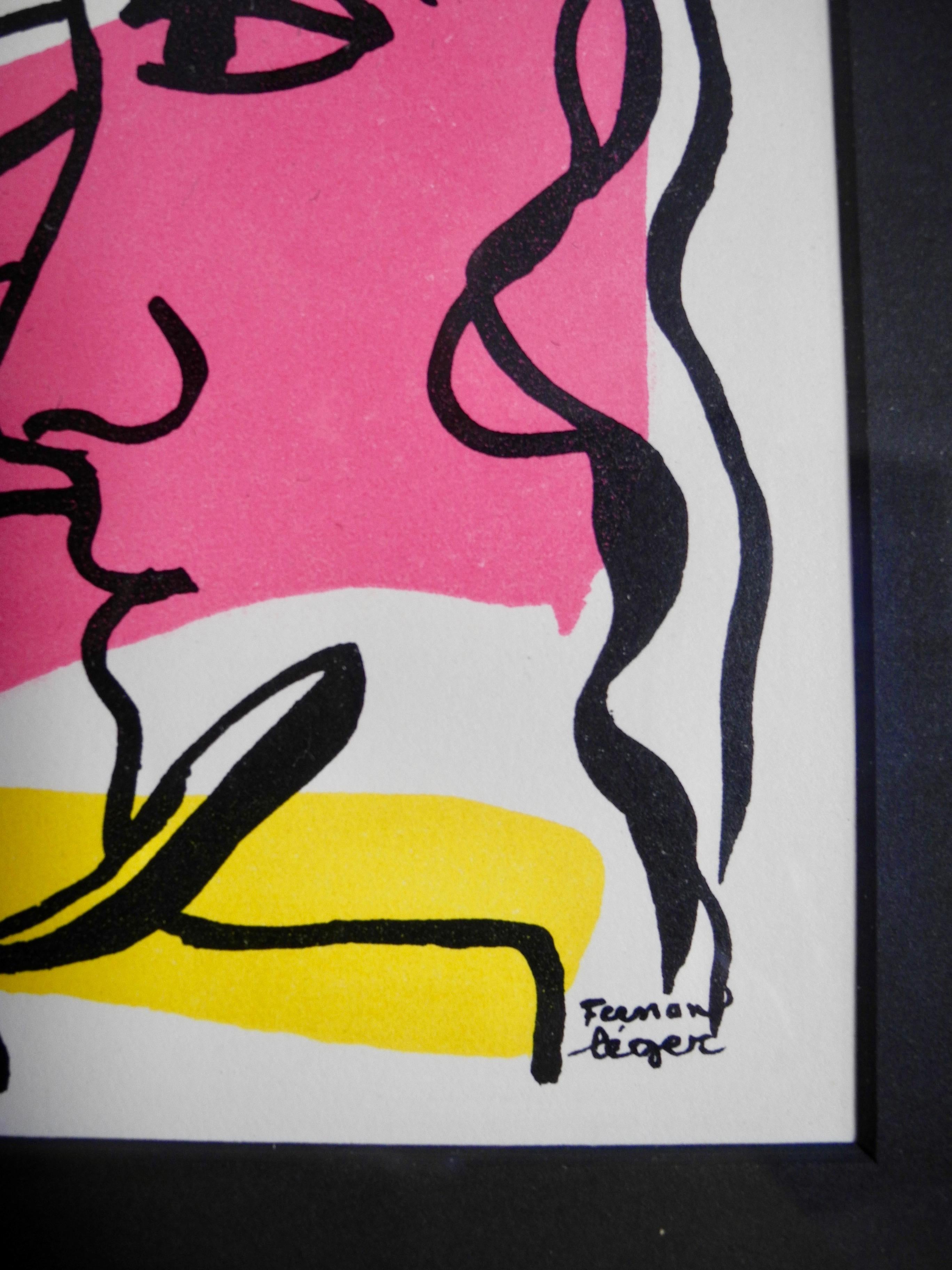 Paper Vintage Mid-Century Modern Fernand Léger Lithograph Signed in Plate, 1959 For Sale