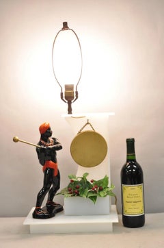 Vintage Mid Century Modern Figural African Black Male w/ Gong Acrylic Table Lamp