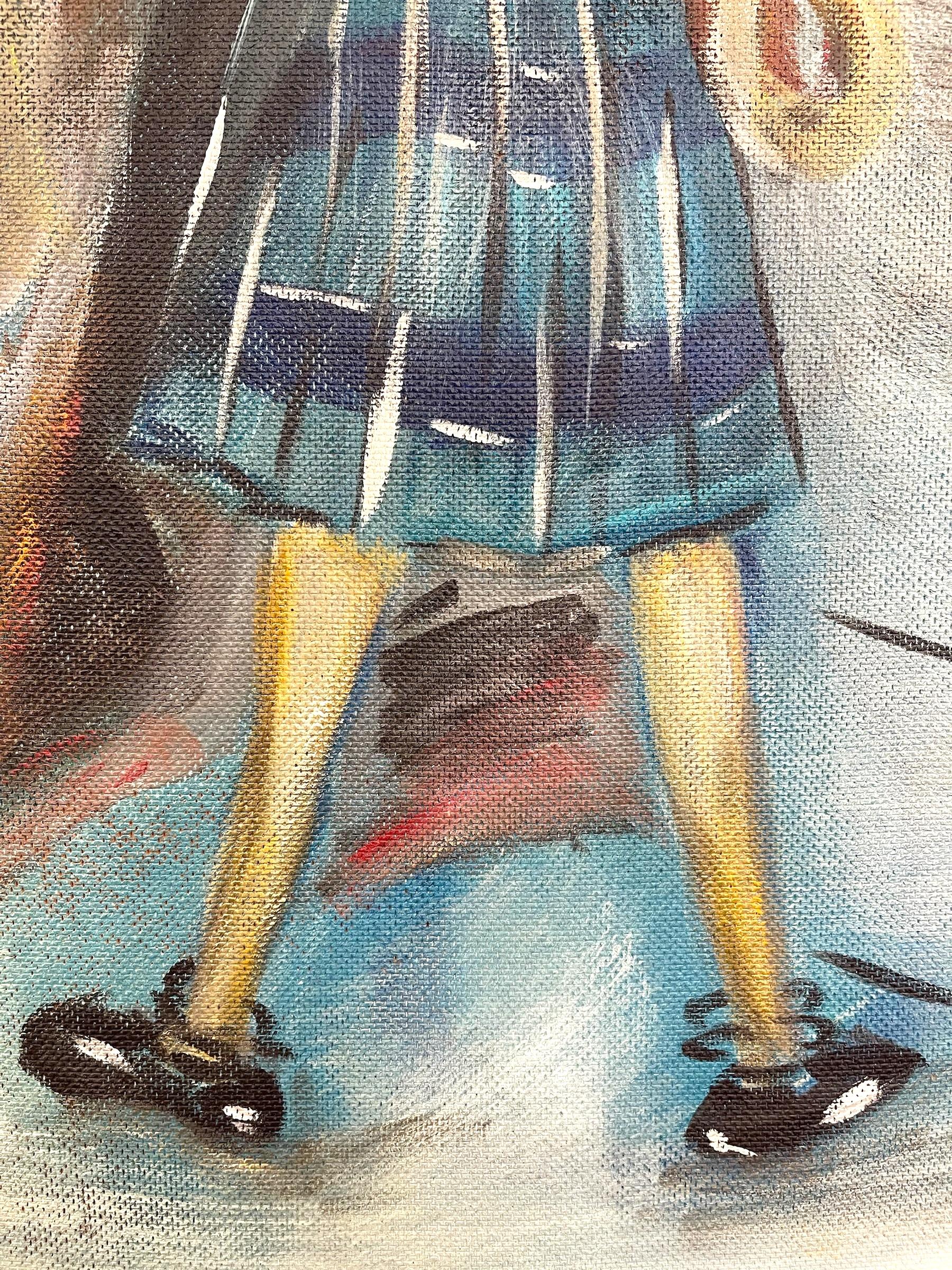 Vintage Mid-Century Modern Figurative Malerei 