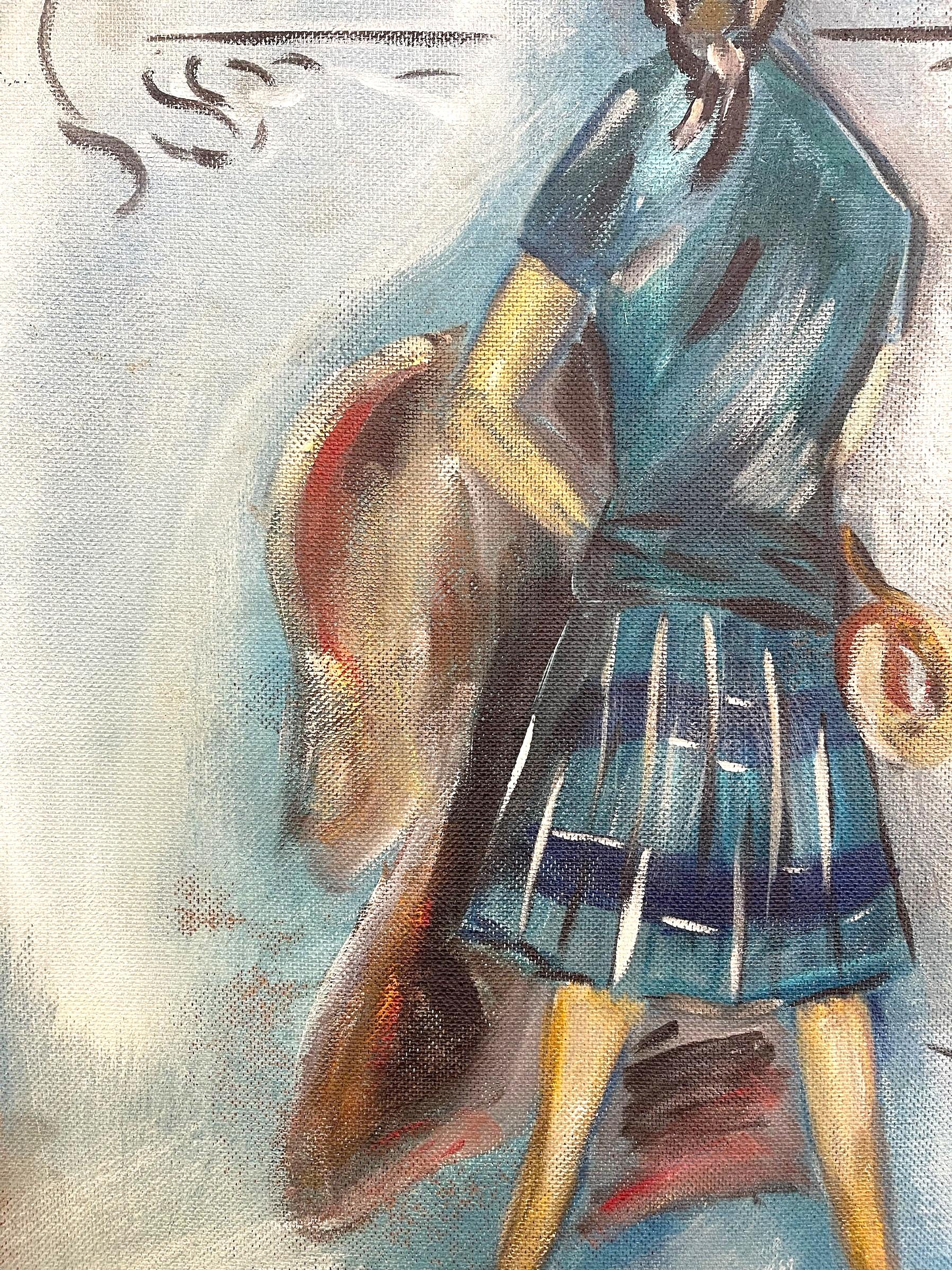 Vintage Mid-Century Modern Figurative Malerei 