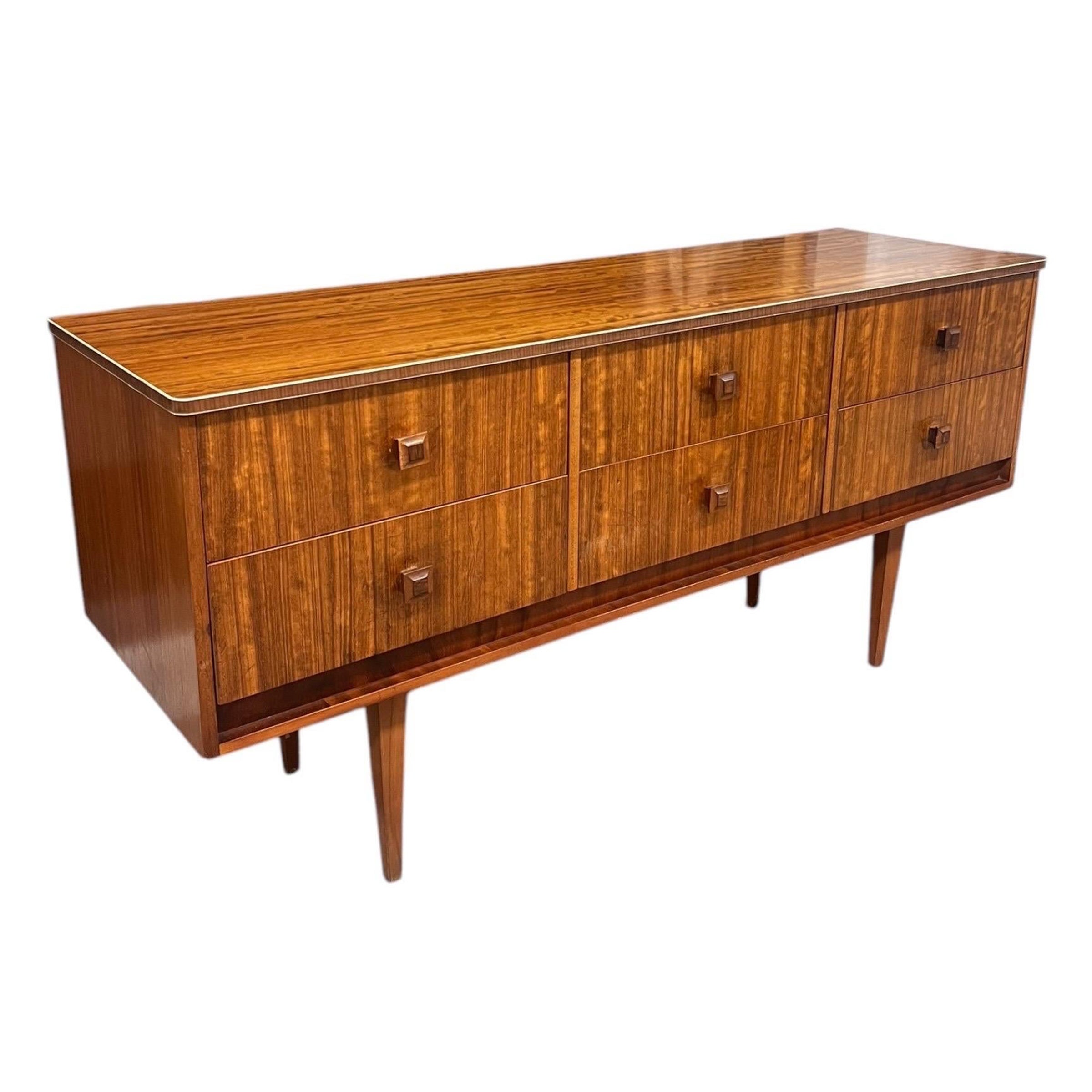 Vintage Mid Century Modern Figured Wood TV Media Console or Credenza