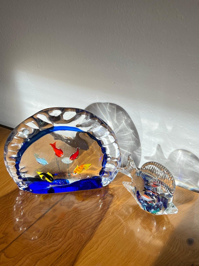View of Vintage Mid-Century Modern Fish Aquarium Made of Murano Glass For Sale ...