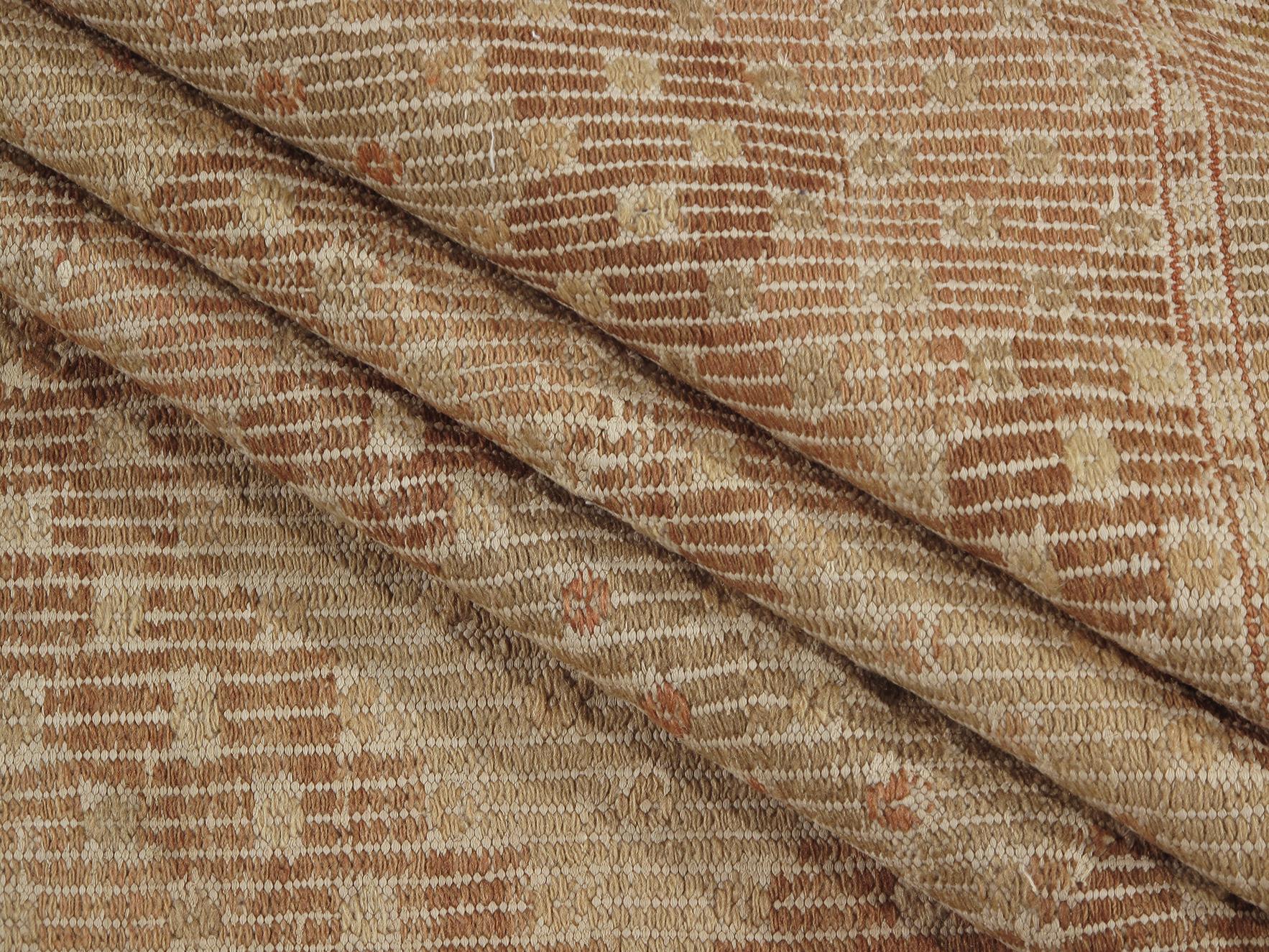 Hand-Woven Vintage Mid-Century Modern Flat-Weave Rug