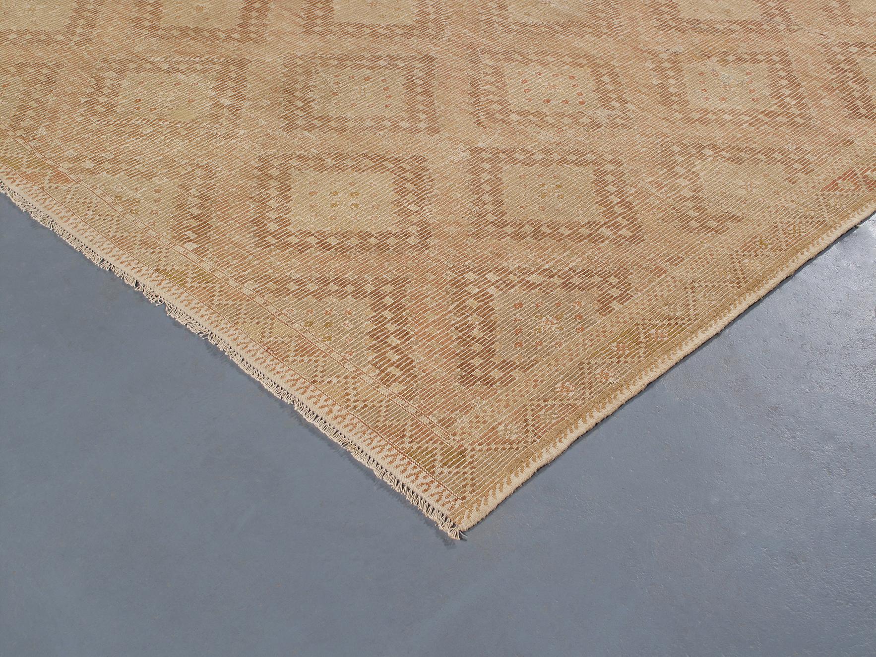 Vintage Mid-Century Modern Flat-Weave Rug In Good Condition In New York, NY