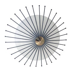Vintage Mid-Century Modern Flush Mount Lamp by Angelo Lelii, Brass and Opaline