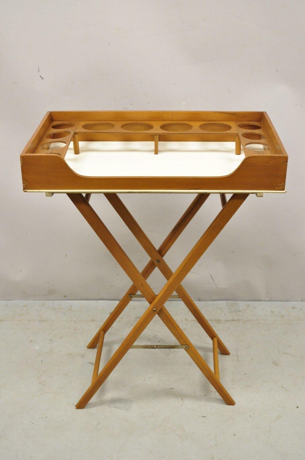 Vintage Mid Century Modern Folding Bar Cart Stand with Serving Tray For Sale 4