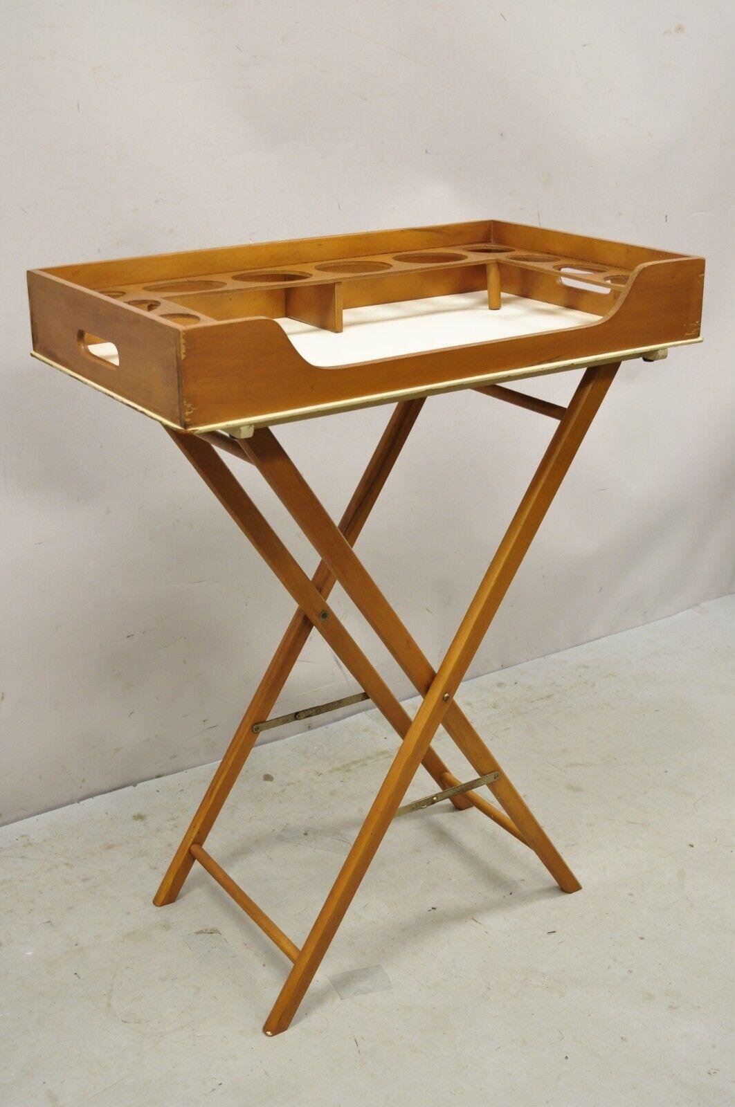 Mid-Century Modern Vintage Mid Century Modern Folding Bar Cart Stand with Serving Tray For Sale