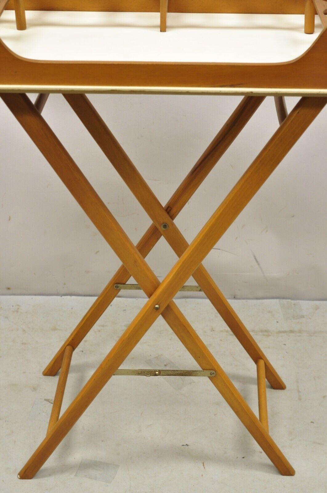 20th Century Vintage Mid Century Modern Folding Bar Cart Stand with Serving Tray For Sale