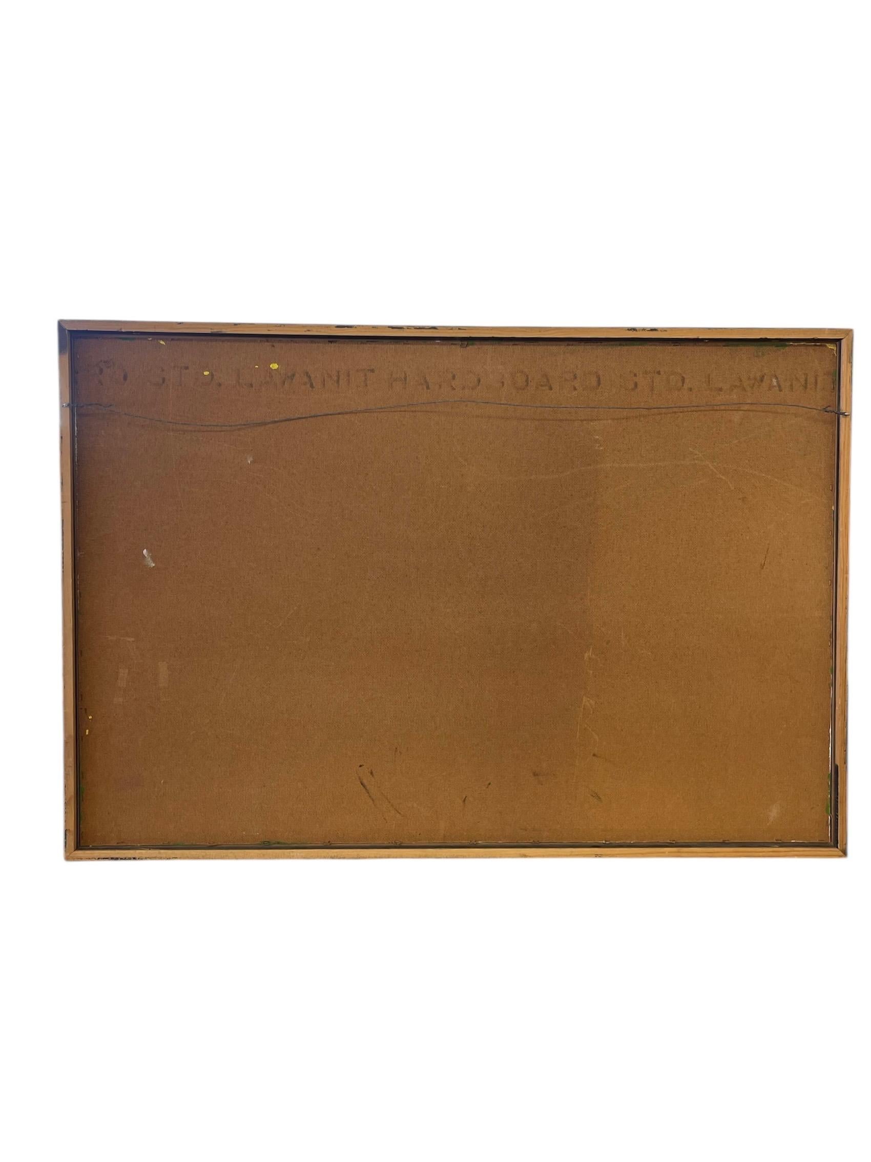 Vintage Mid-Century Modern Waldlandschaft Gemälde, signiert im Angebot 3