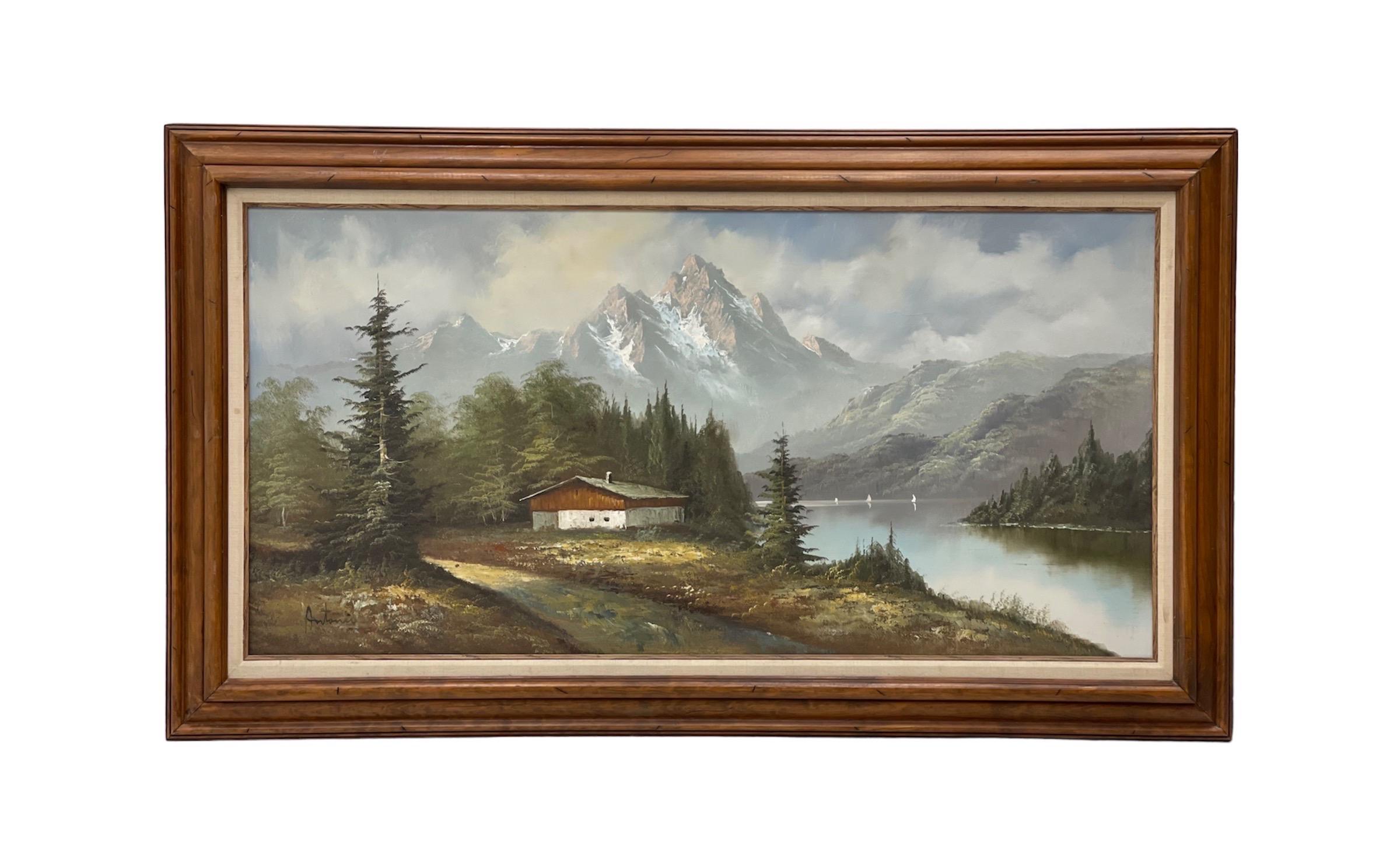 Gerahmte Vintage-Kunst, Mid-Century Modern

Abmessungen. 56 B ; 1 T ; 32 H