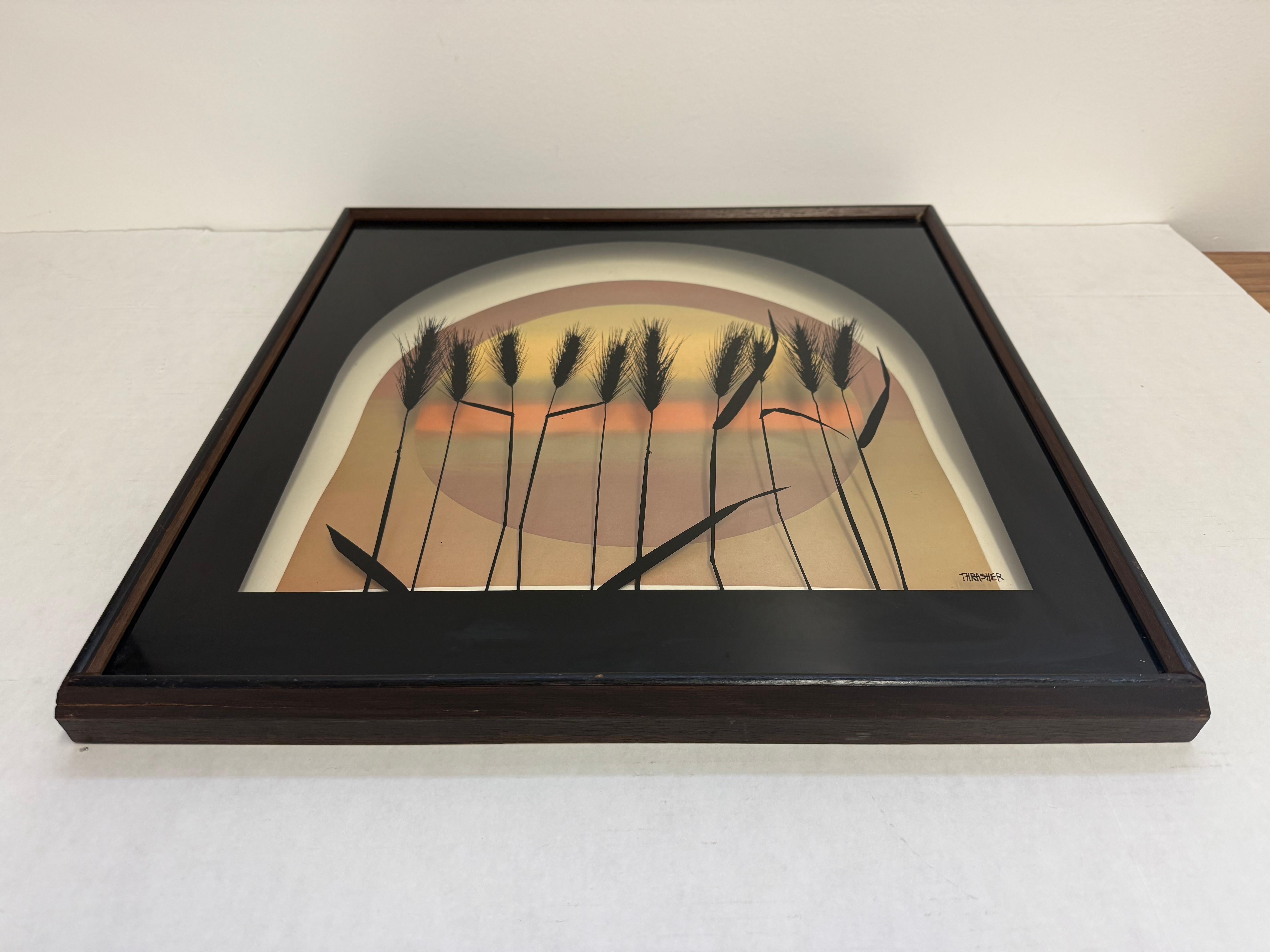 Gerahmter Vintage-Druck signierter Kunst von Thrasher- Retro-Wandschmuck, Mid-Century Modern, Vintage (Moderne der Mitte des Jahrhunderts) im Angebot