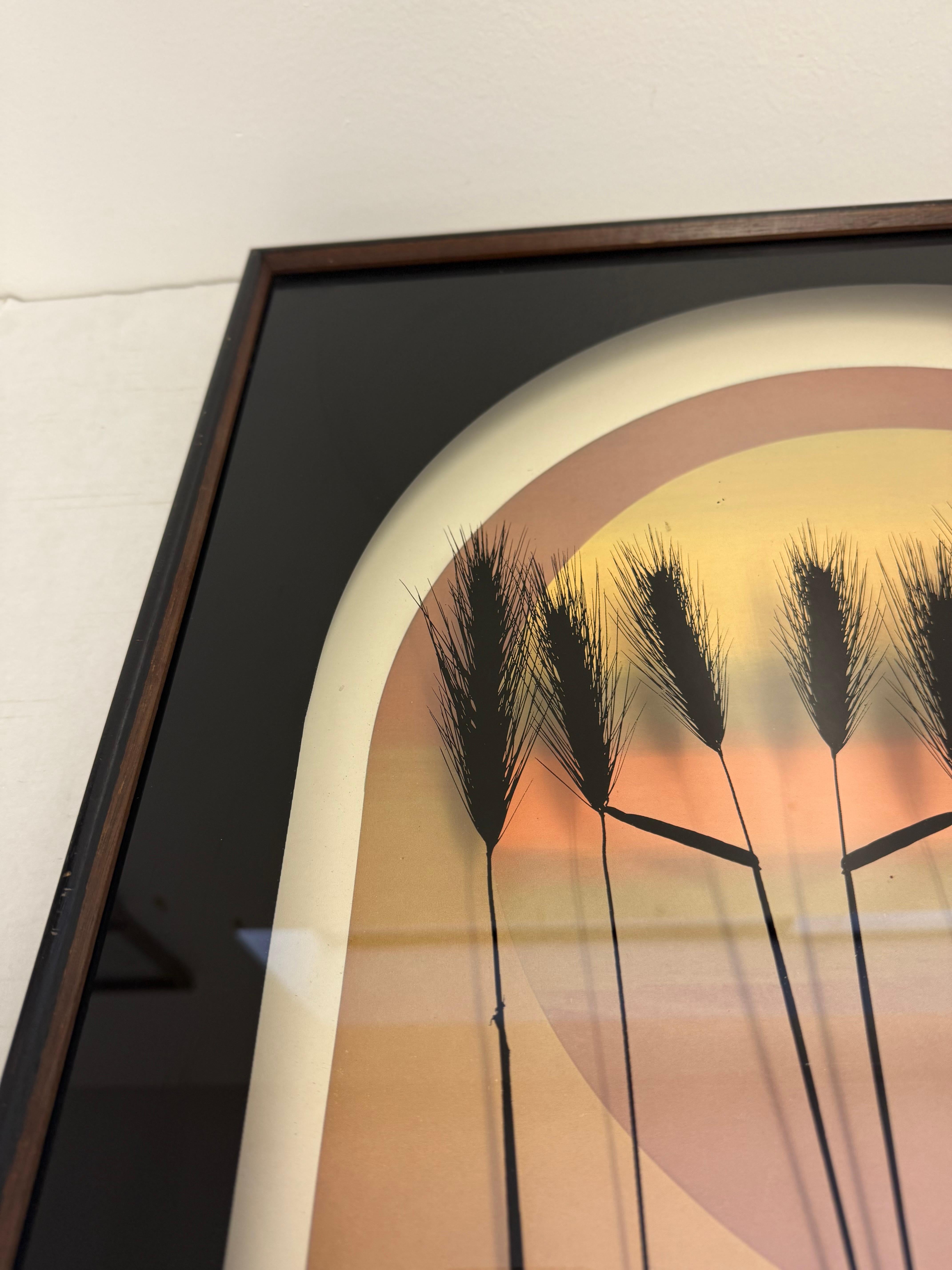 Gerahmter Vintage-Druck signierter Kunst von Thrasher- Retro-Wandschmuck, Mid-Century Modern, Vintage (Holz) im Angebot