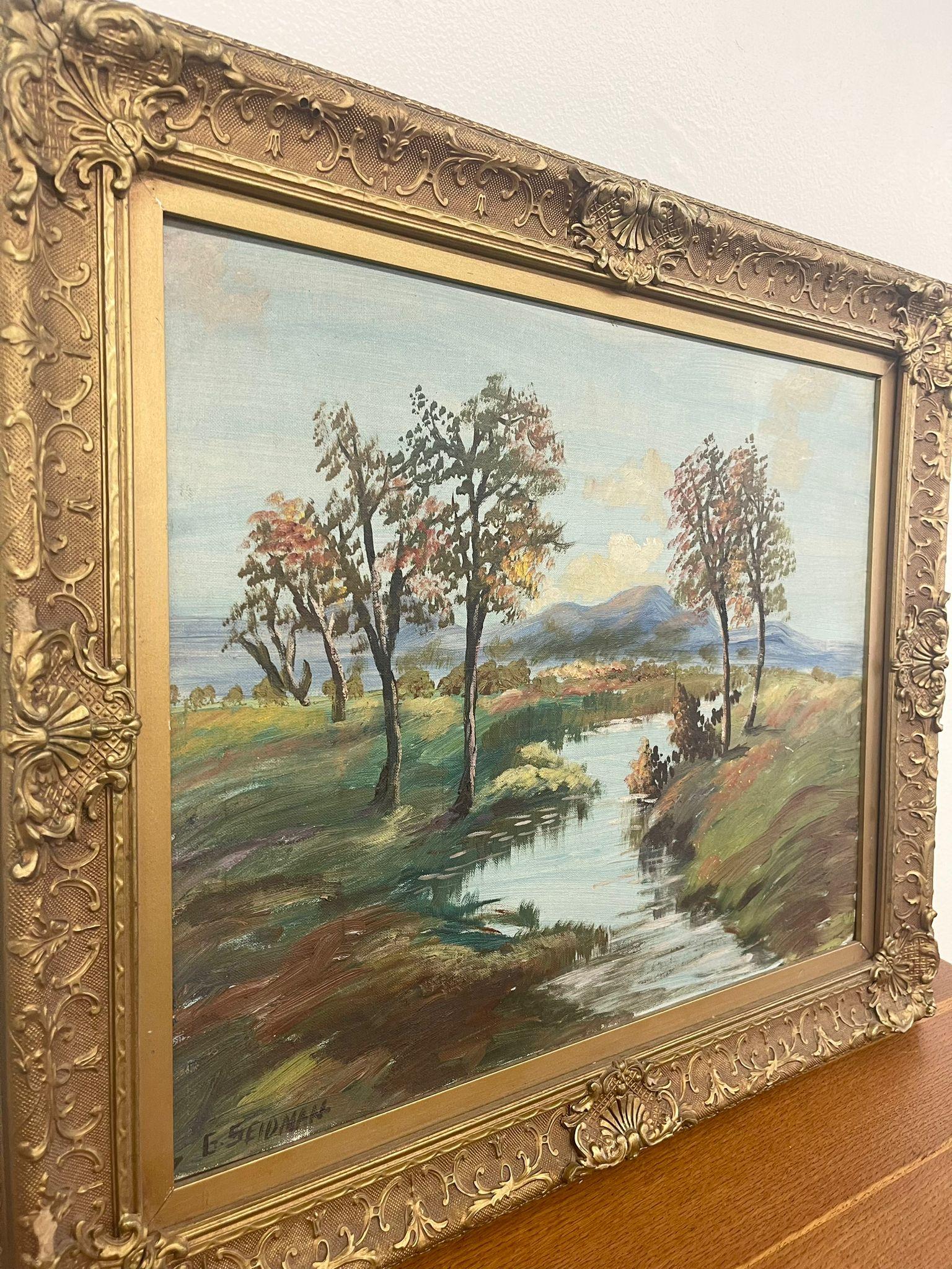 Mid-Century moderno Paesaggio incorniciato Vintage Mid Century Modern. Firmato da G.Seidman in vendita
