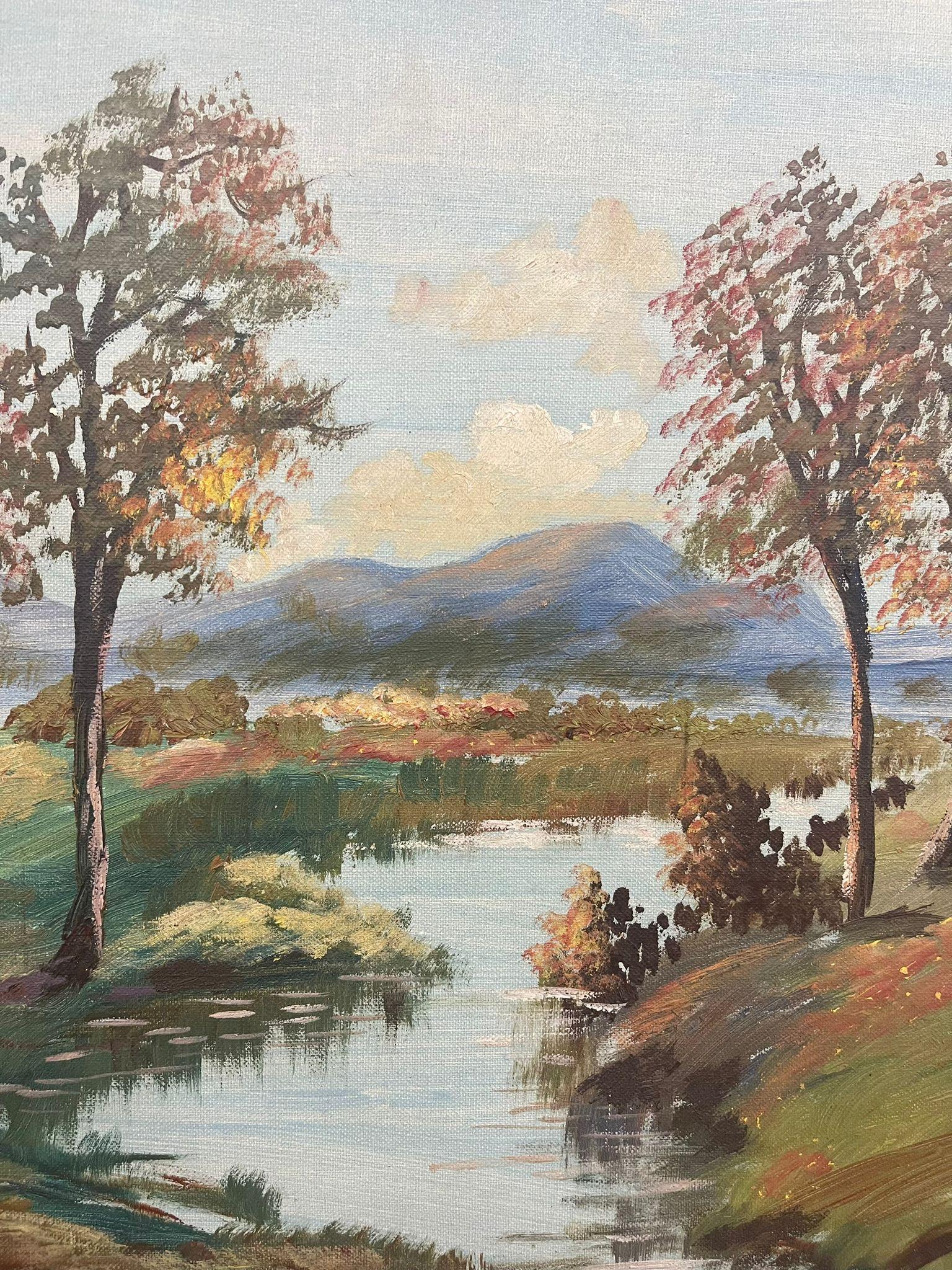 Fine XX secolo Paesaggio incorniciato Vintage Mid Century Modern. Firmato da G.Seidman in vendita
