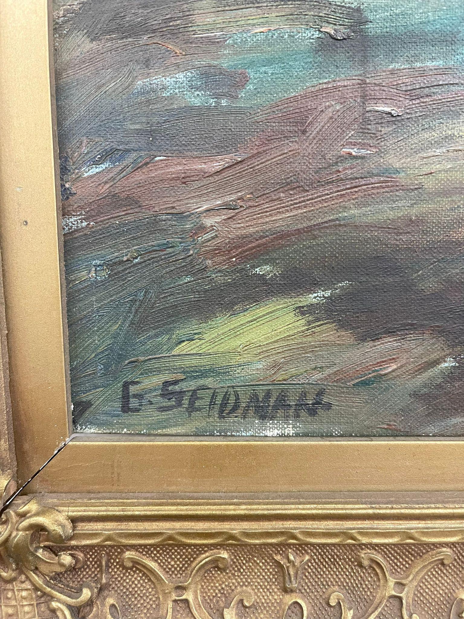 Legno Paesaggio incorniciato Vintage Mid Century Modern. Firmato da G.Seidman in vendita