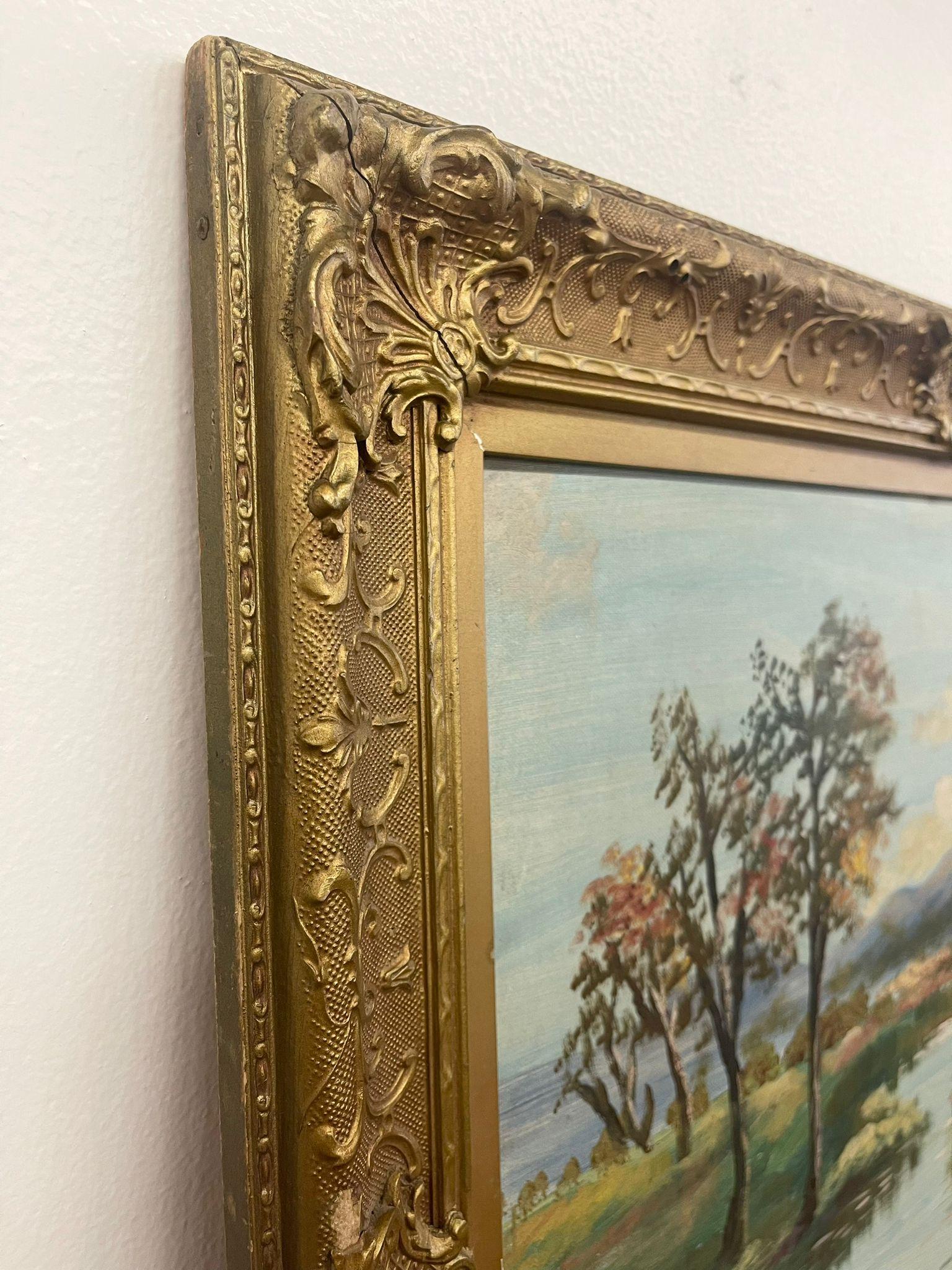 Paesaggio incorniciato Vintage Mid Century Modern. Firmato da G.Seidman in vendita 1
