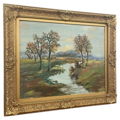 Vintage Mid Century Modern gerahmt Landschaft Landschaft. Signiert von G.Seidman