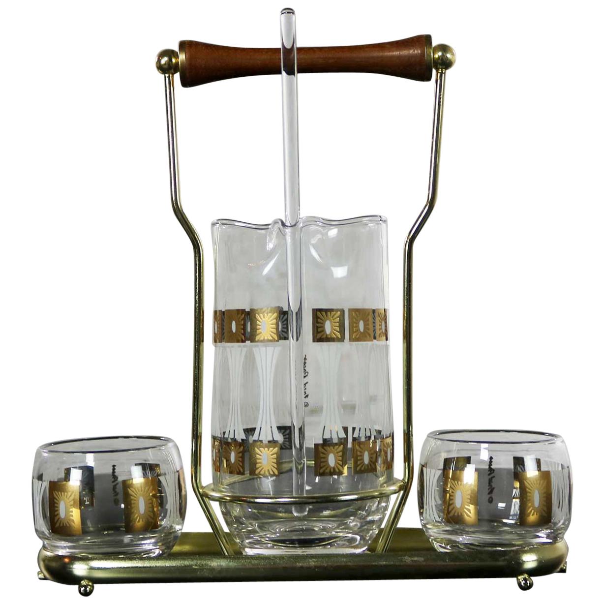 Vintage Mid-Century Modern The Modern Press Cocktail Caddy Set Sun Block Patter