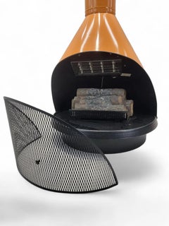 Vintage Mid Century Modern Freestanding Electric Cone Fireplace in Orange