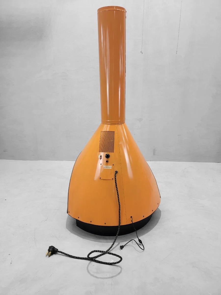 Mid-Century Modern Vintage Mid Century Modern Freestanding Electric Cone Fireplace in Orange For Sale