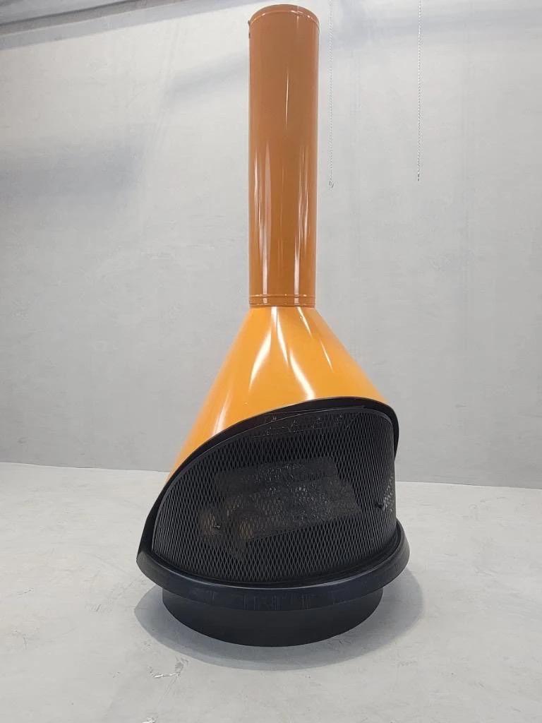 American Vintage Mid Century Modern Freestanding Electric Cone Fireplace in Orange For Sale