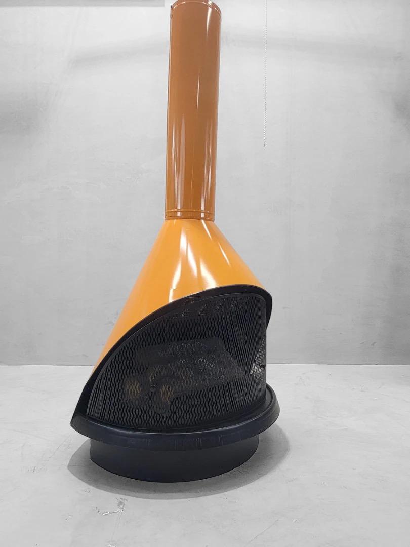 Vintage Mid Century Modern Freestanding Electric Cone Fireplace in Orange For Sale 2
