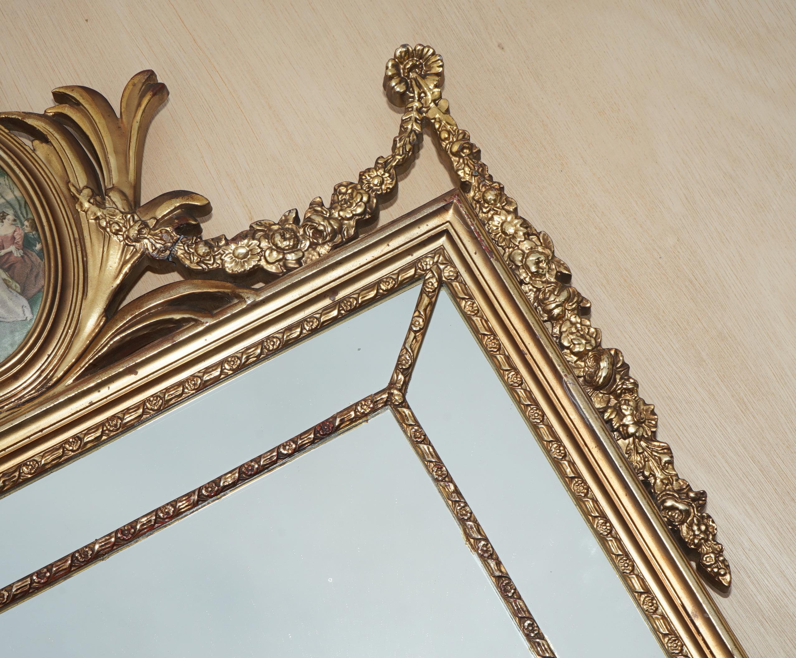 SPECCHIO PANNELLATO A RITRATTO FRANCESE D'EPOCA DEL MEDIO SECOLO CON VETRO ORIGINALE in vendita 2