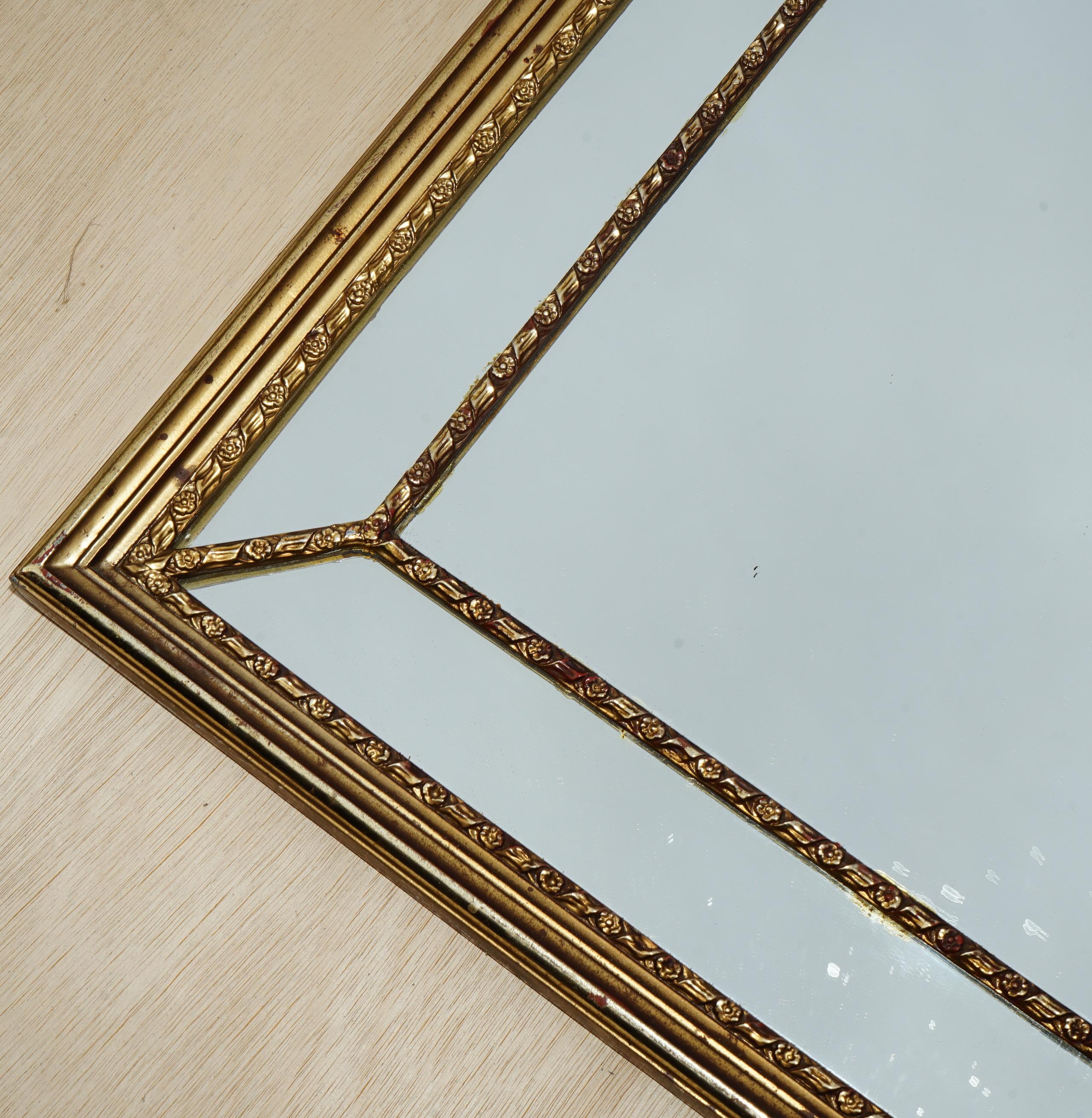 SPECCHIO PANNELLATO A RITRATTO FRANCESE D'EPOCA DEL MEDIO SECOLO CON VETRO ORIGINALE in vendita 4