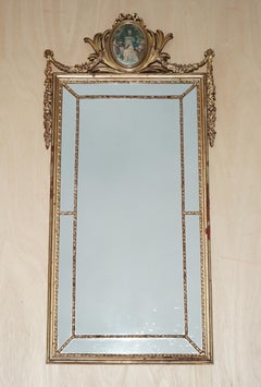 VINTAGE MID CENTURY MODERN FRENCH PORTRAIT PANELLED MIRROR WiTH ORIGINAL GLASS