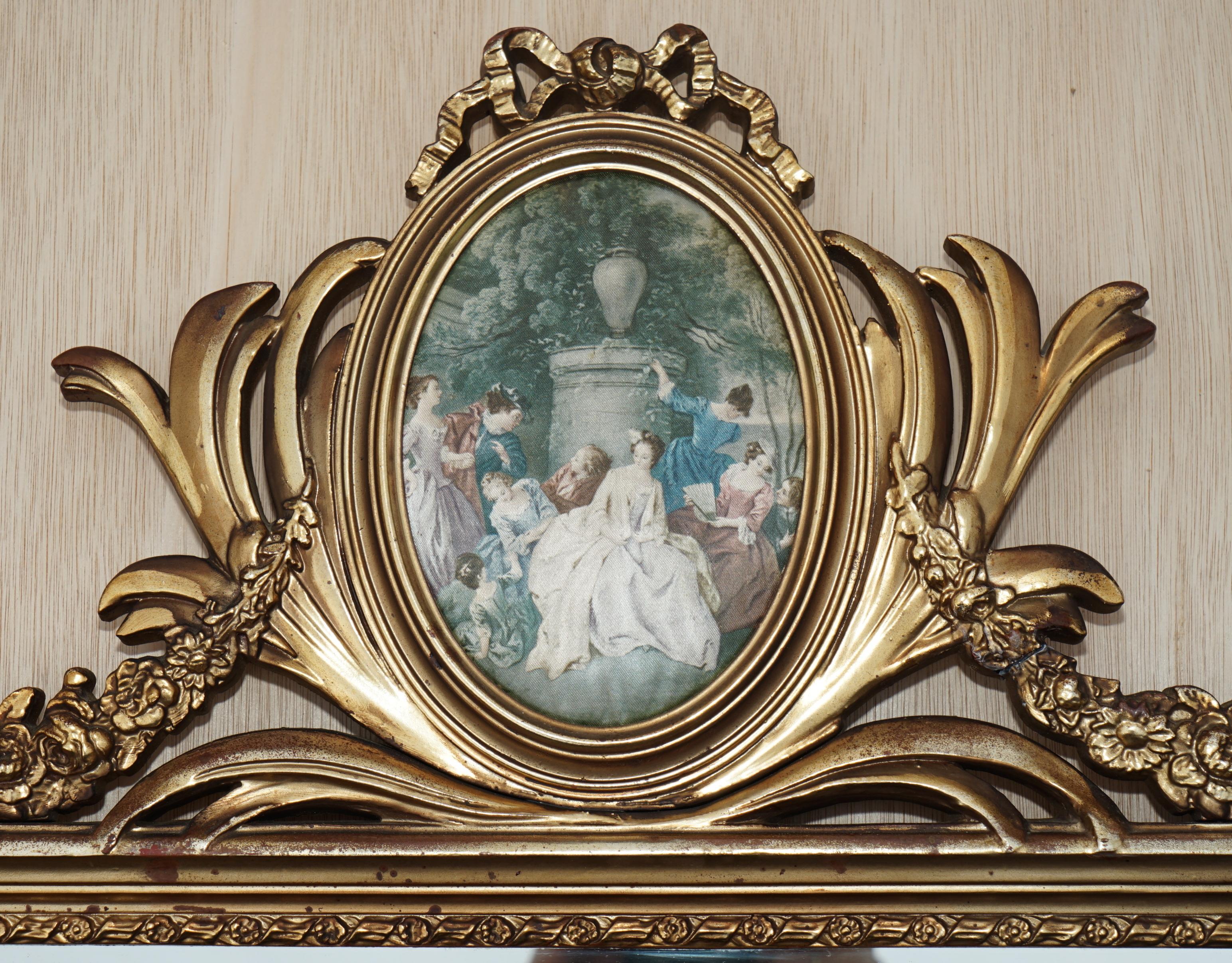 Fatto a mano SPECCHIO PANNELLATO A RITRATTO FRANCESE D'EPOCA DEL MEDIO SECOLO CON VETRO ORIGINALE in vendita