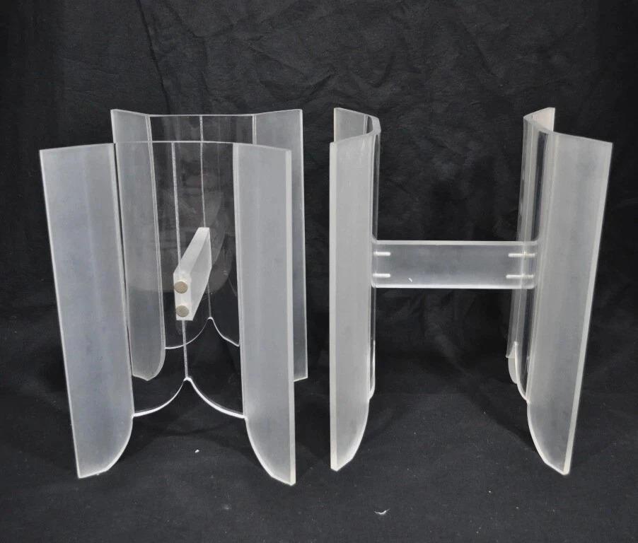 Vintage Mid Century Modern Frosted Lucite & Glass Butterfly End Tables - a Pair In Good Condition For Sale In Philadelphia, PA