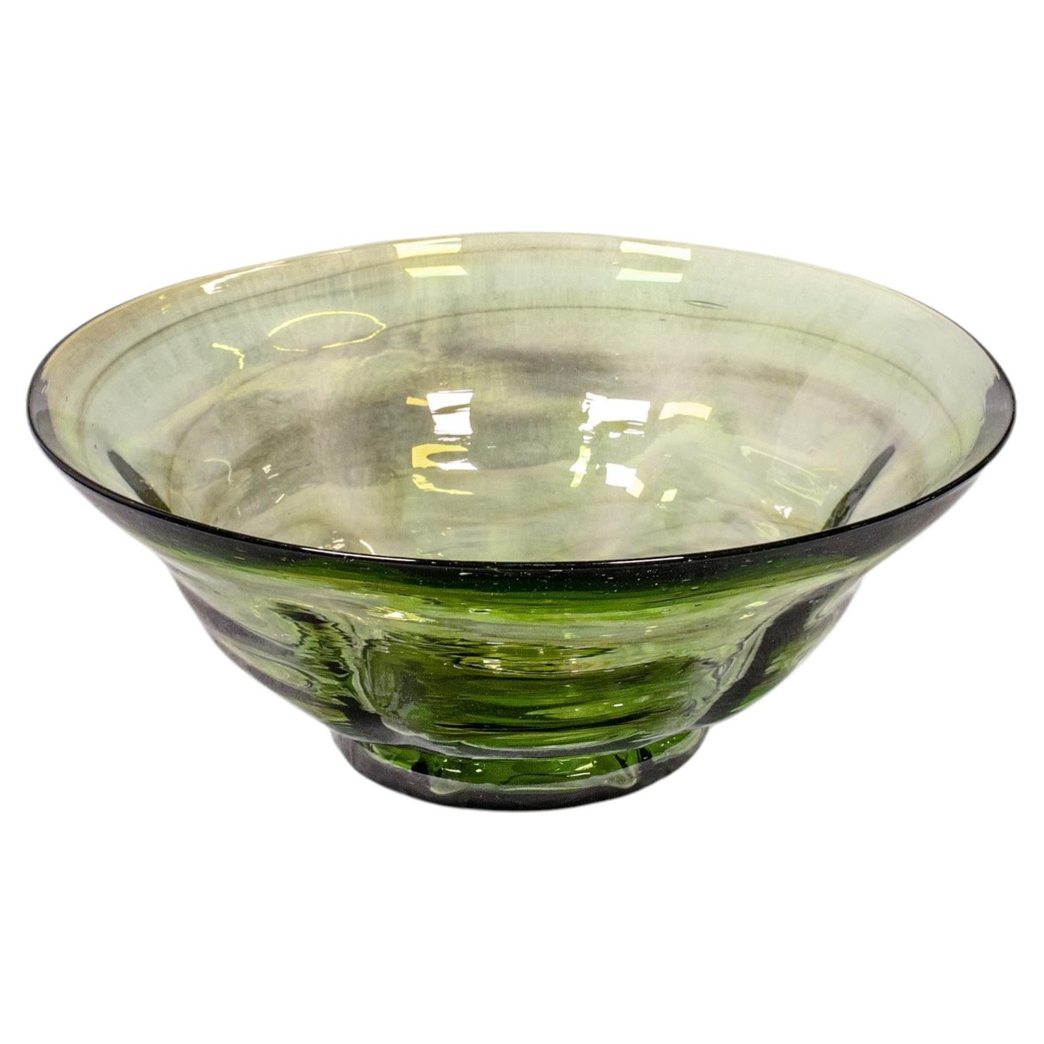 Vintage Mid Century Modern Fruit Bowl, Kontinental, Art Glass Serving Dish, 1970