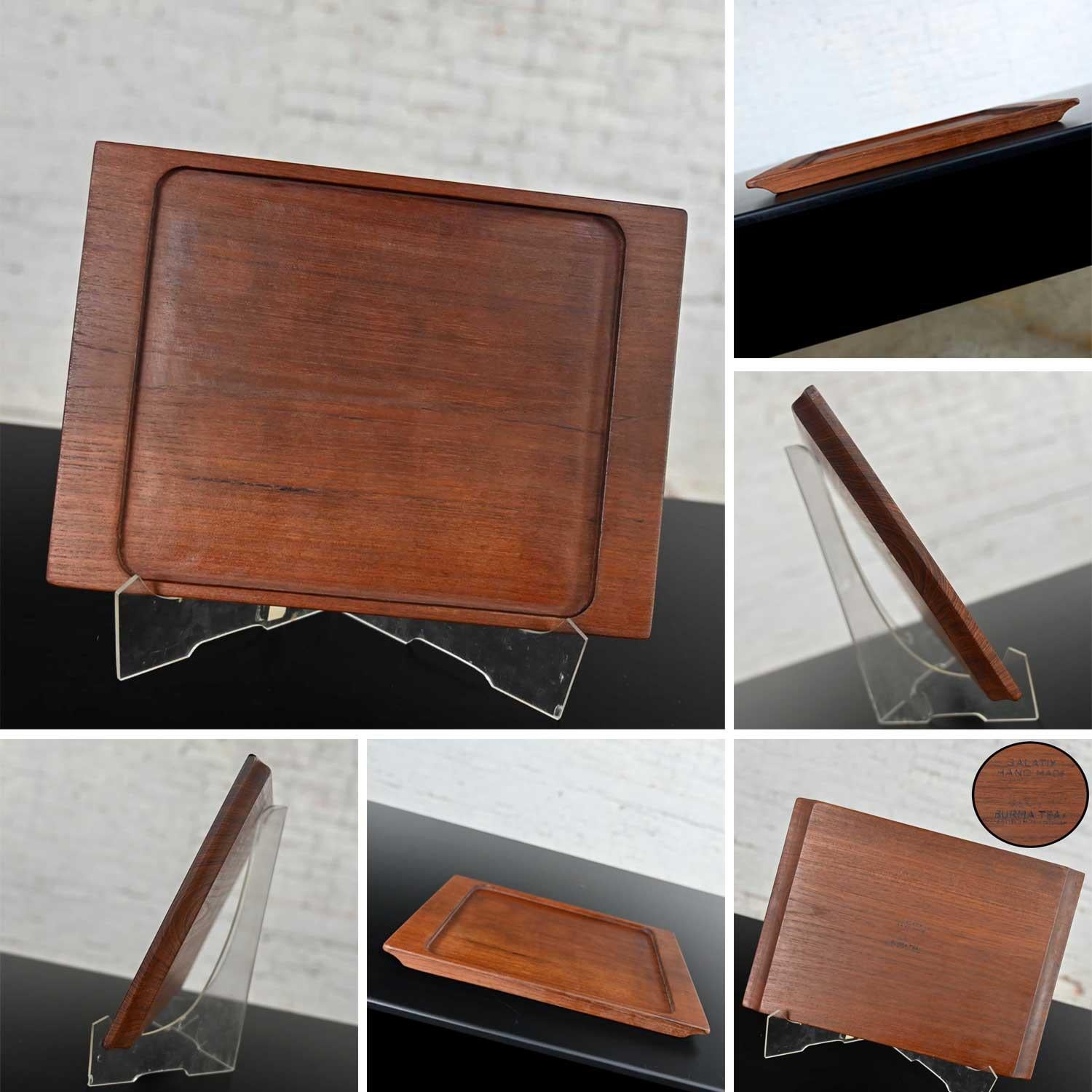 Vintage Mid-Century Modern Galatix Hand Made Burma Teak Tea Service Set 6 & Tray For Sale 7