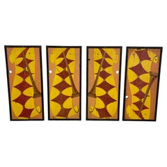 Vintage Mid-Century Modern Geometric Wall Panels, Set of Four, Abstract wall Art