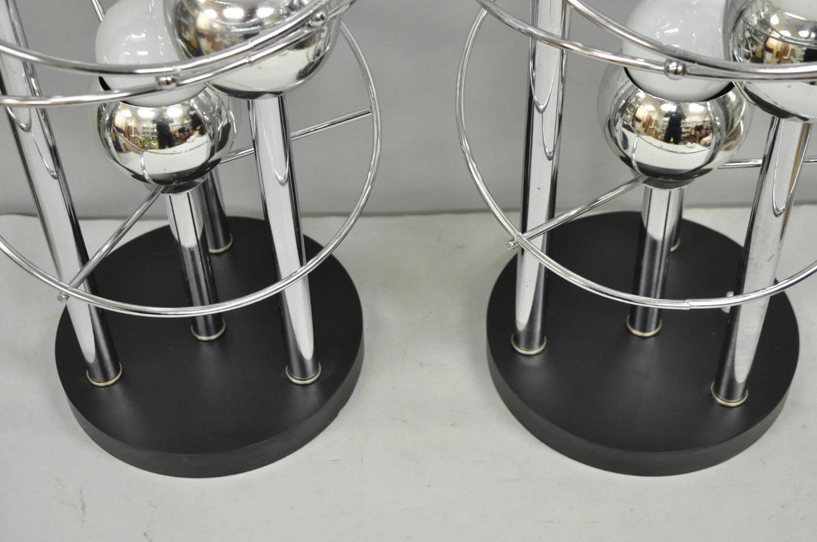 Vintage Mid Century Modern George Kovacs Spiral Chrome Ball Table Lamps - a Pair For Sale 5
