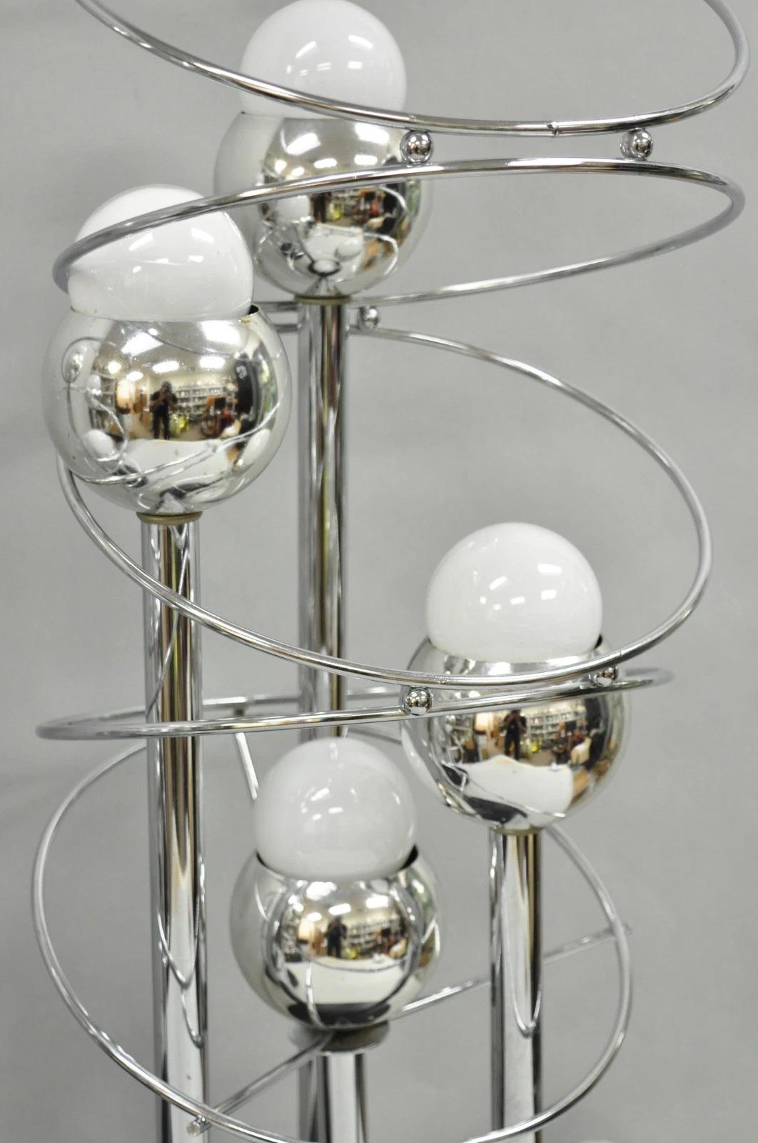 20th Century Vintage Mid Century Modern George Kovacs Spiral Chrome Ball Table Lamps - a Pair For Sale