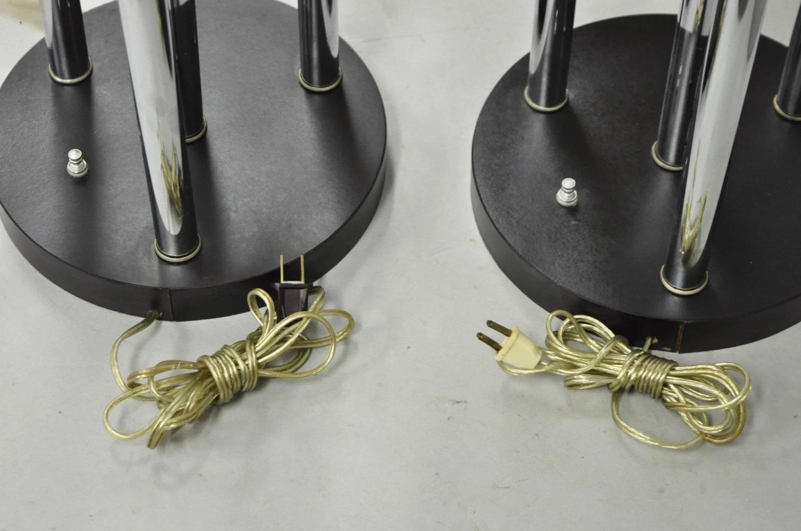 Vintage Mid Century Modern George Kovacs Spiral Chrome Ball Table Lamps - a Pair For Sale 3