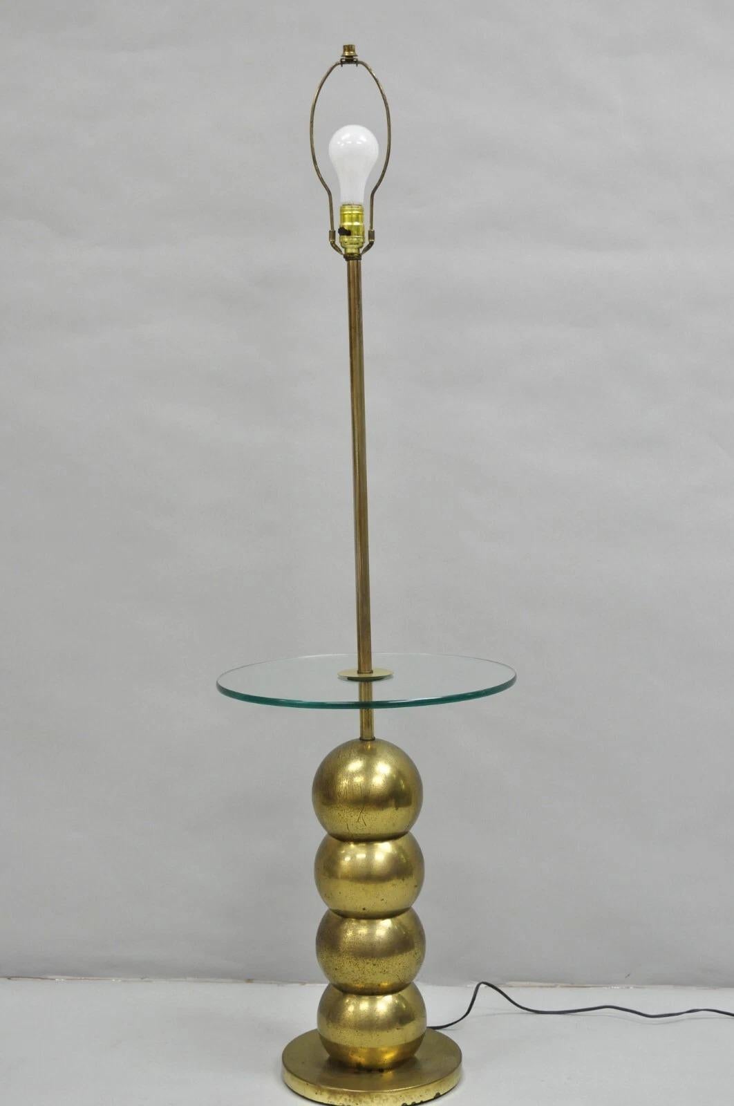 Vintage Mid Century Modern George Kovacs Lámpara de pie de mesa lateral con bola de latón apilada en venta 5