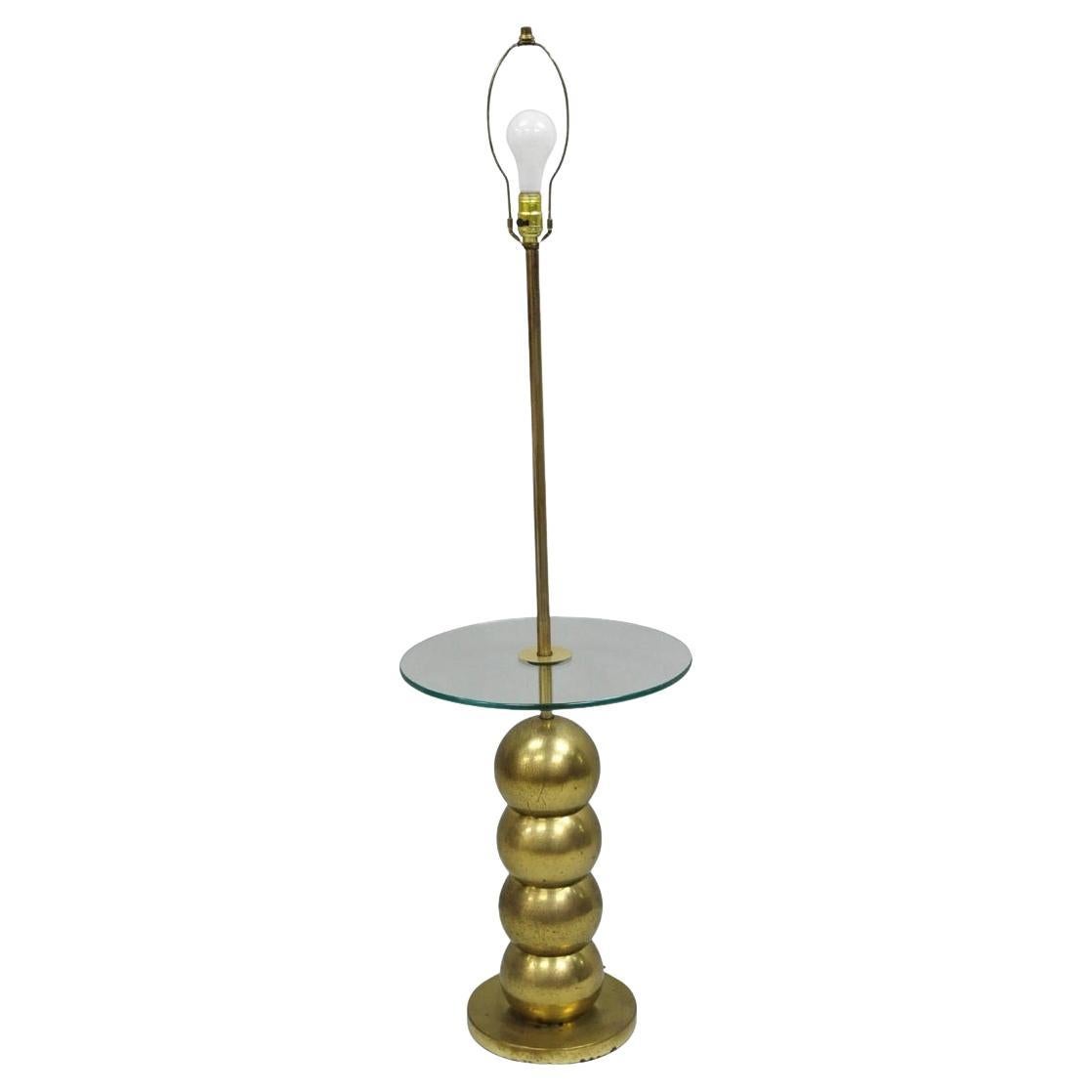 Vintage-Stehlampe, Mid-Century Modern, George Kovacs, Stapelbar, Messingkugel-Beistelltisch